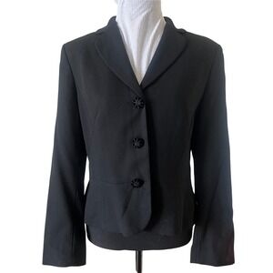 Ann Taylor Loft Womens Vintage Black Blazer 3 Button 10P Professional Career Y2K